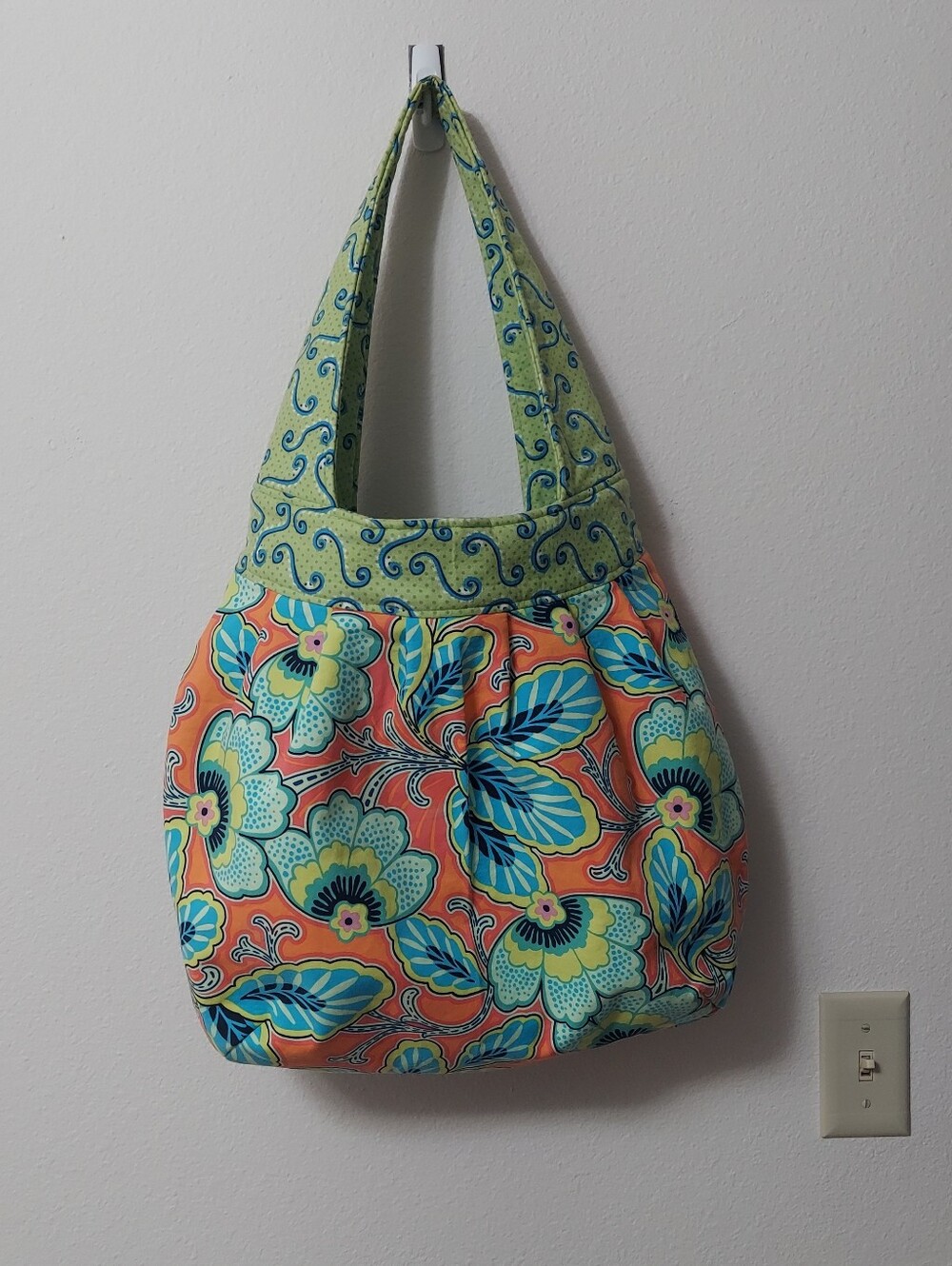 Floral Mix Shoulder Sling Bag in Coral & Teal - Unbranded